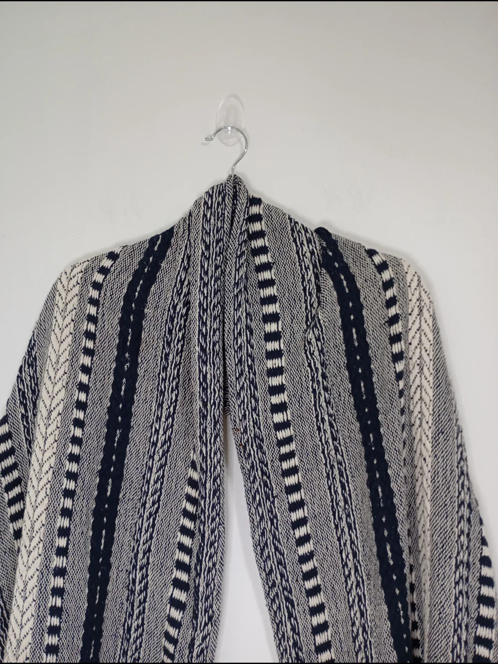 DII Design Imports Black White Woven Cotton Fringe Scarf Wrap Shawl Boho Chic